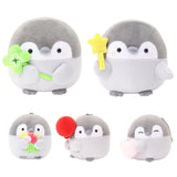 Official License, Spiralcute Koupen Chan Bundle Set featuring 5 unique positive penguins: Four-leaf clover for luck, Star wand for motivation, Flower bouquet for celebration, Red balloon for stress relief, and Pink heart for emotional comfort; the ultimate healing plush collection for adult workplace wellness and hobbyists.