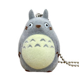 Officially licensed Studio Ghibli My Neighbor Totoro Big grey flocked keychain figure with ball chain, featuring a soft fuzzy texture.