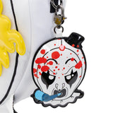 Six collectible Terrifier 2 mystery blind box bag charms showing various versions of Art the Clown and the Little Pale Girl