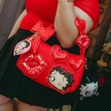 Whatever! Makes You Happy x Betty Boop Padded Nylon Baguette w/ Webbing Strap