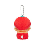 Mofusand cat Plush keychain with a red tomato custume on a white background