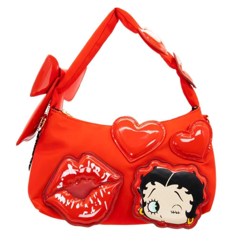Whatever! Makes You Happy x Betty Boop Padded Nylon Baguette w/ Webbing Strap
