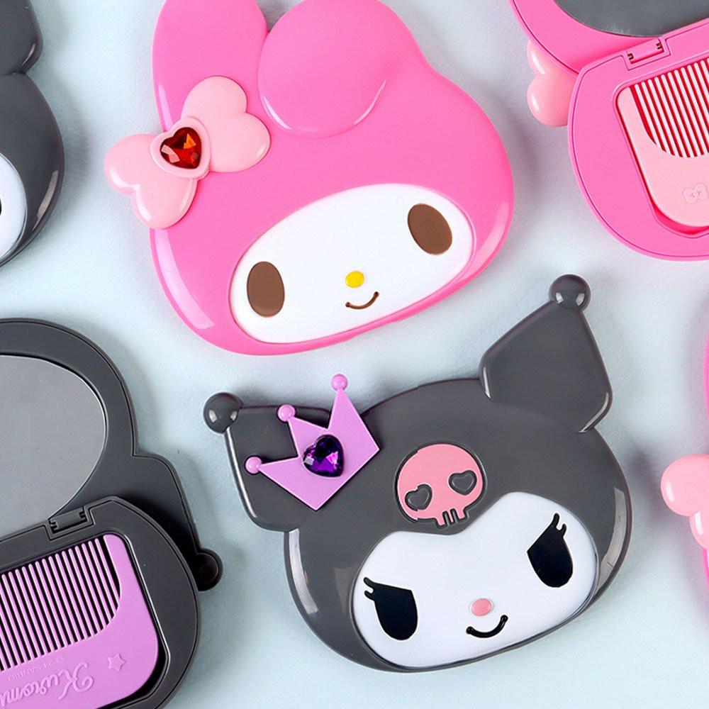 Sanrio My Melody & Kuromi Mirror and Comb with Sticker Set – Hello