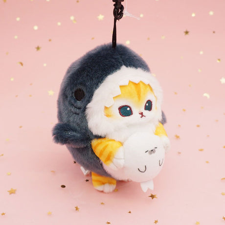 Shark cat plush, Mofusand Cat Plush, Mofusand cat plush keychain ,Mofusand shark cat plush, cat stuffed animal 