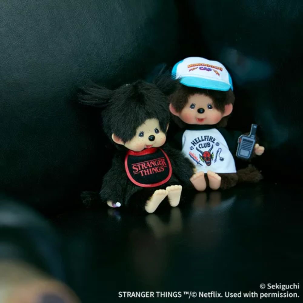 Monchhichi x Stranger Things Black Girl Bib Clip-On Mascot Plush Keychain