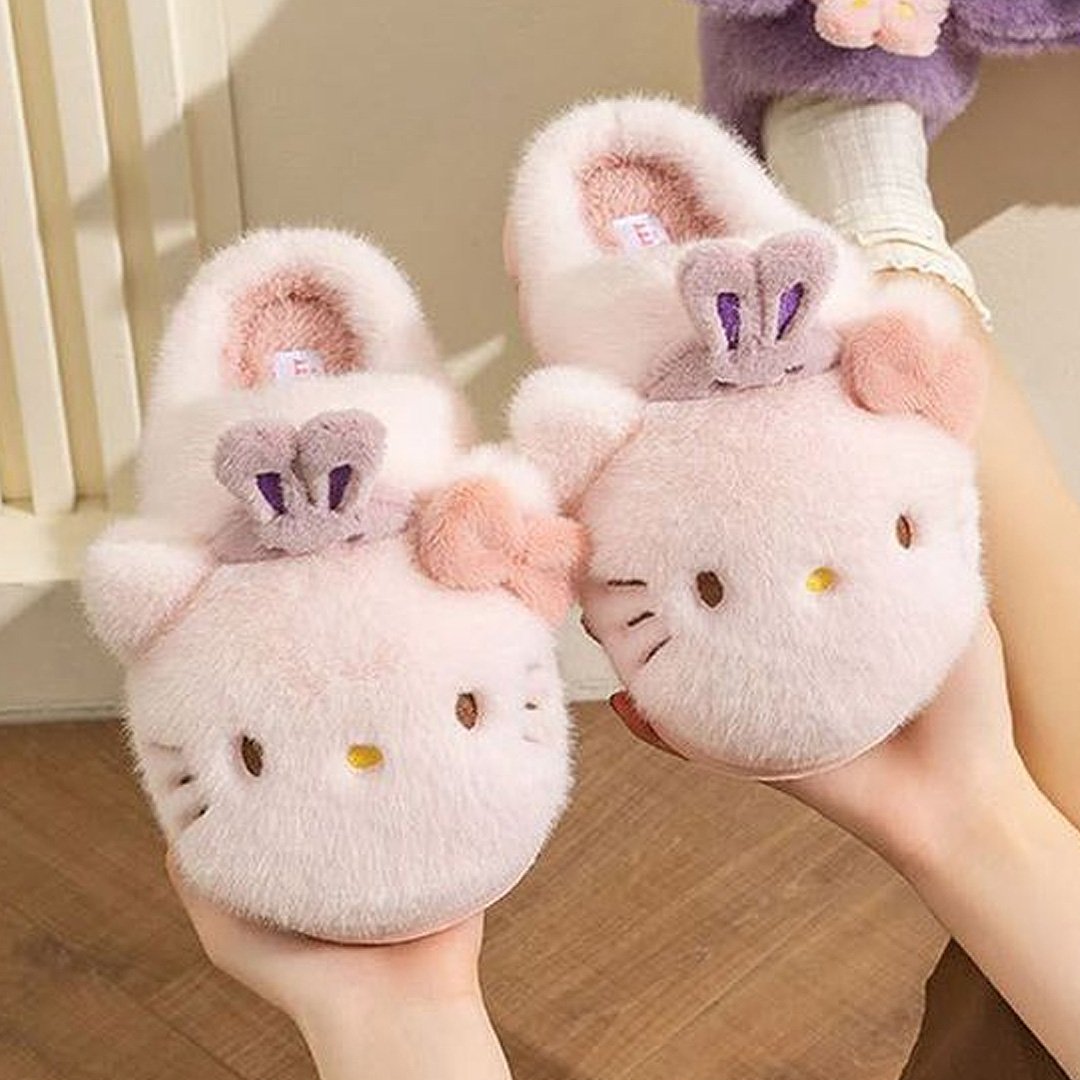 Sanrio Hello Kitty Bunny Head Fur Slippers (Kids)