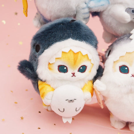 Shark cat plush, Mofusand Cat Plush, Mofusand cat plush keychain ,Mofusand shark cat plush, cat stuffed animal 