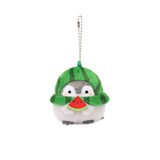 Penguin Plush Keychain: Koupen Chan Penguin Plush Keychain with a green watermelon hood and holding a small watermelon. Made from soft Polyester Fiber