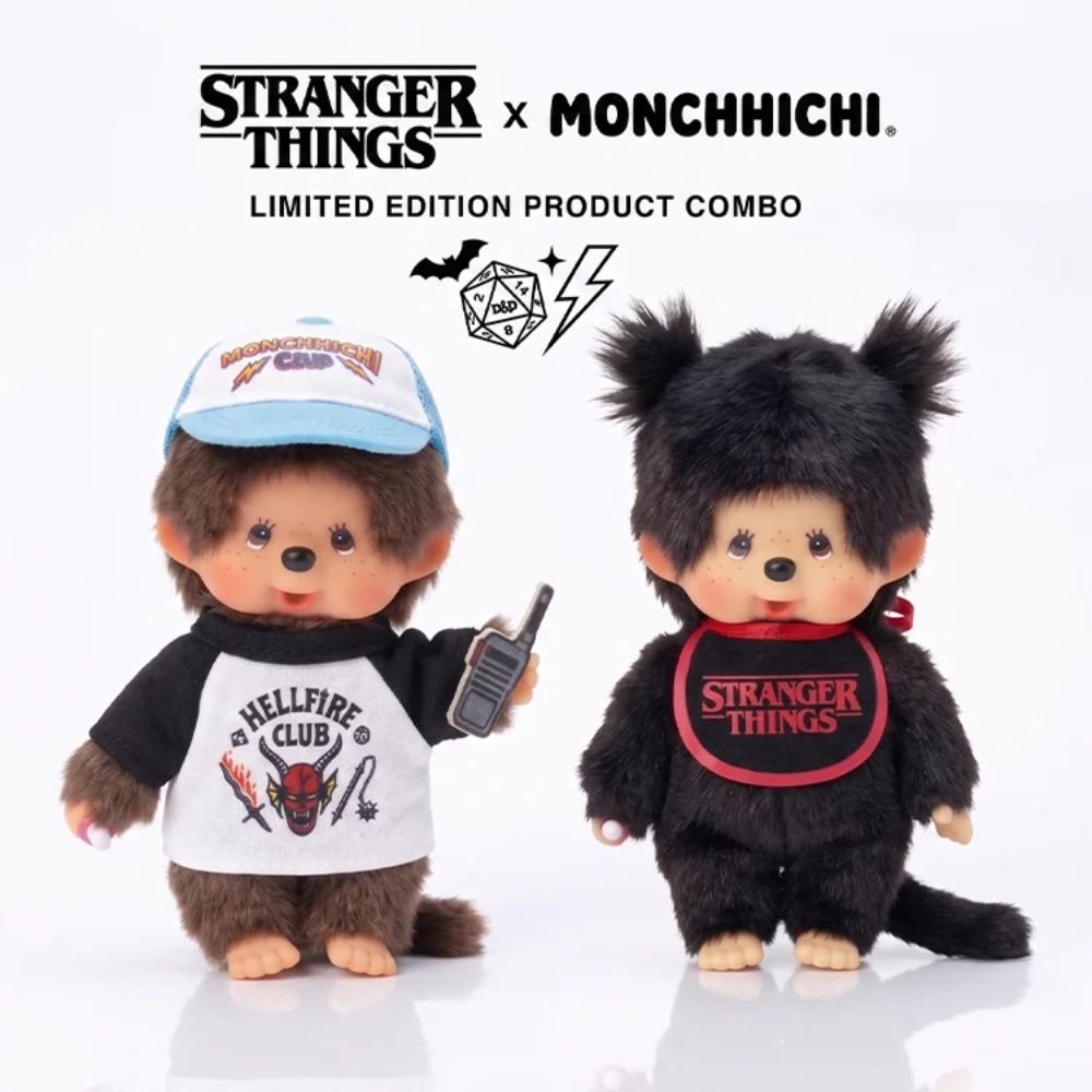 Monchhichi x Stranger Things Black Girl Bib Clip-On Mascot Plush Keychain