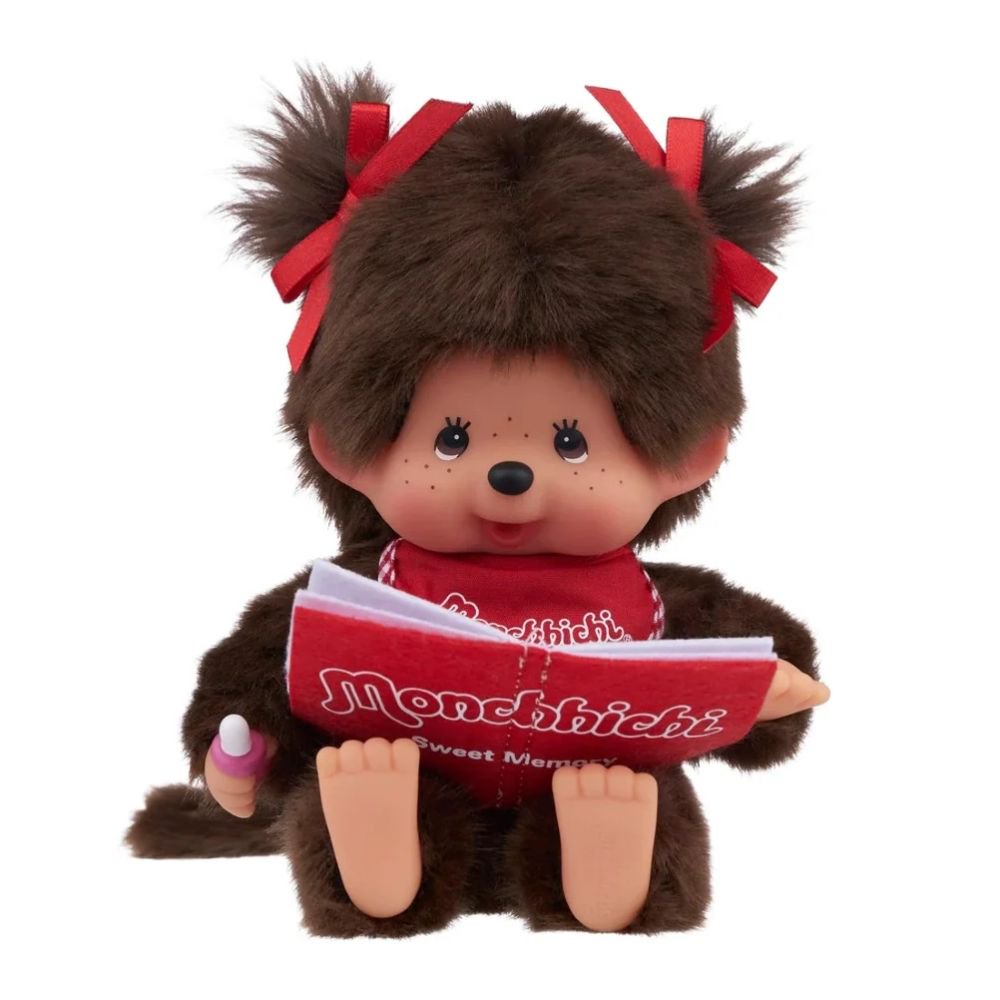 Monchhichi Sitting & Reading Girl 7" Plush