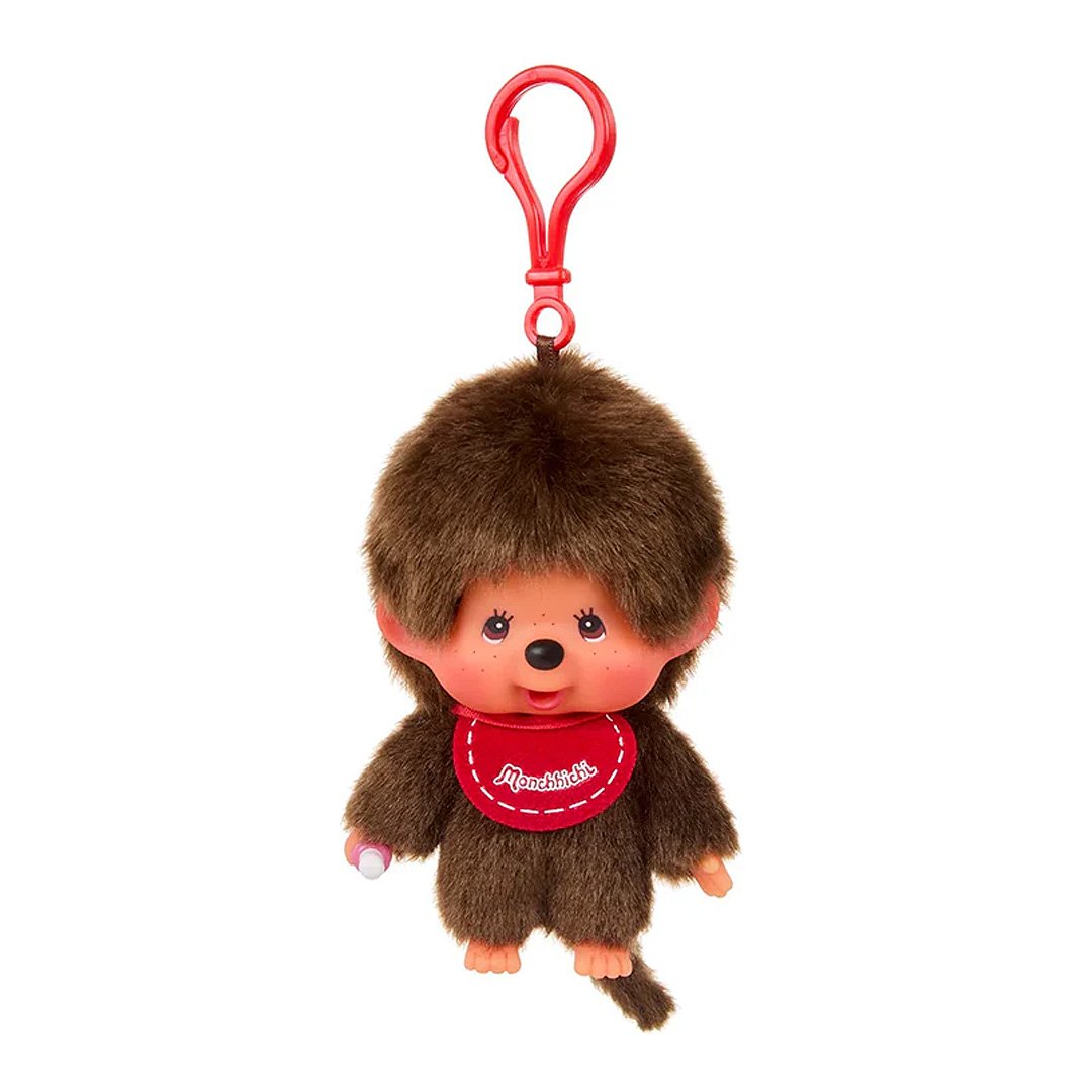 Monchhichi Red Bib Boy Clip-On Plush Keychain