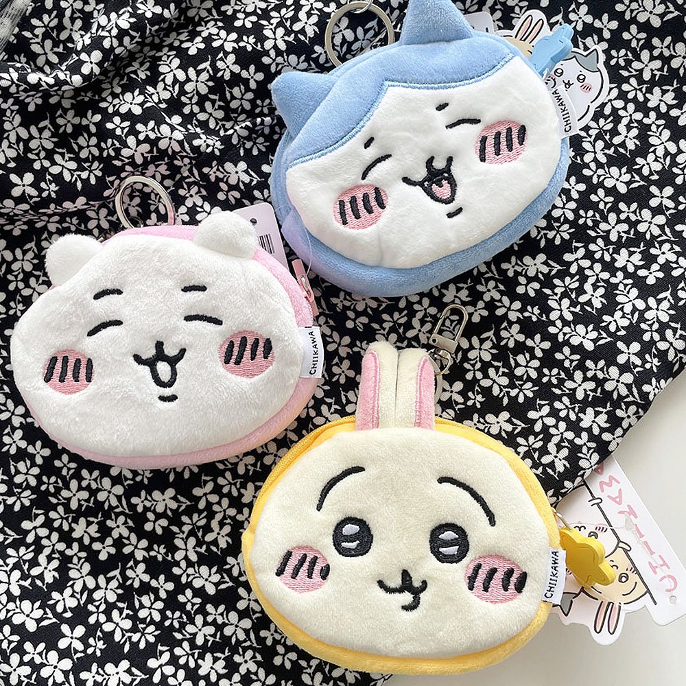Chiikawa Hachiware Face Pouch Clip-On Keychain