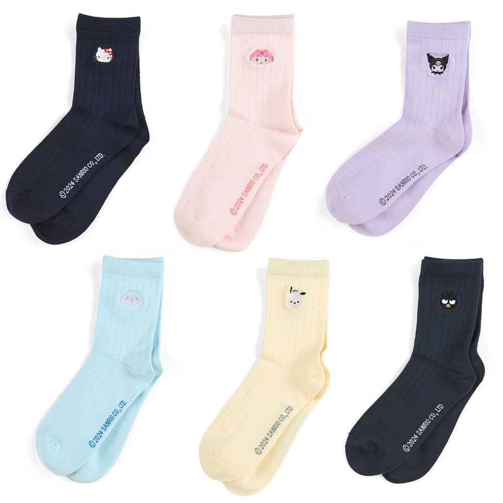 Sanrio Characters Embroidered Crew Socks