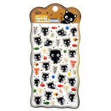 Four colorful sheets of officially licensed Sanrio Candy Bonbon sticker packs, featuring raised, 3D epoxy stickers of Cinnamoroll, Hangyodon, Chococat, and Usahana
