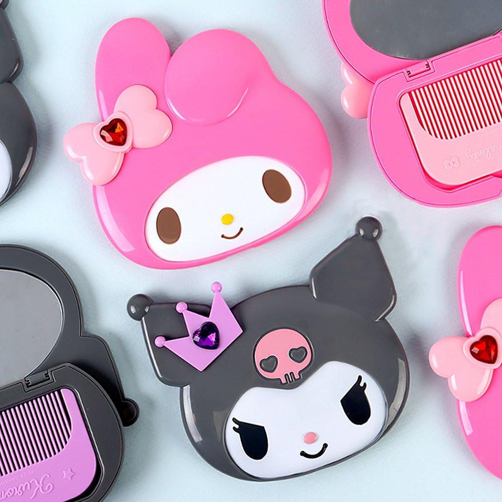 Sanrio My Melody & Kuromi Mirror and Comb with Sticker Set – Hello
