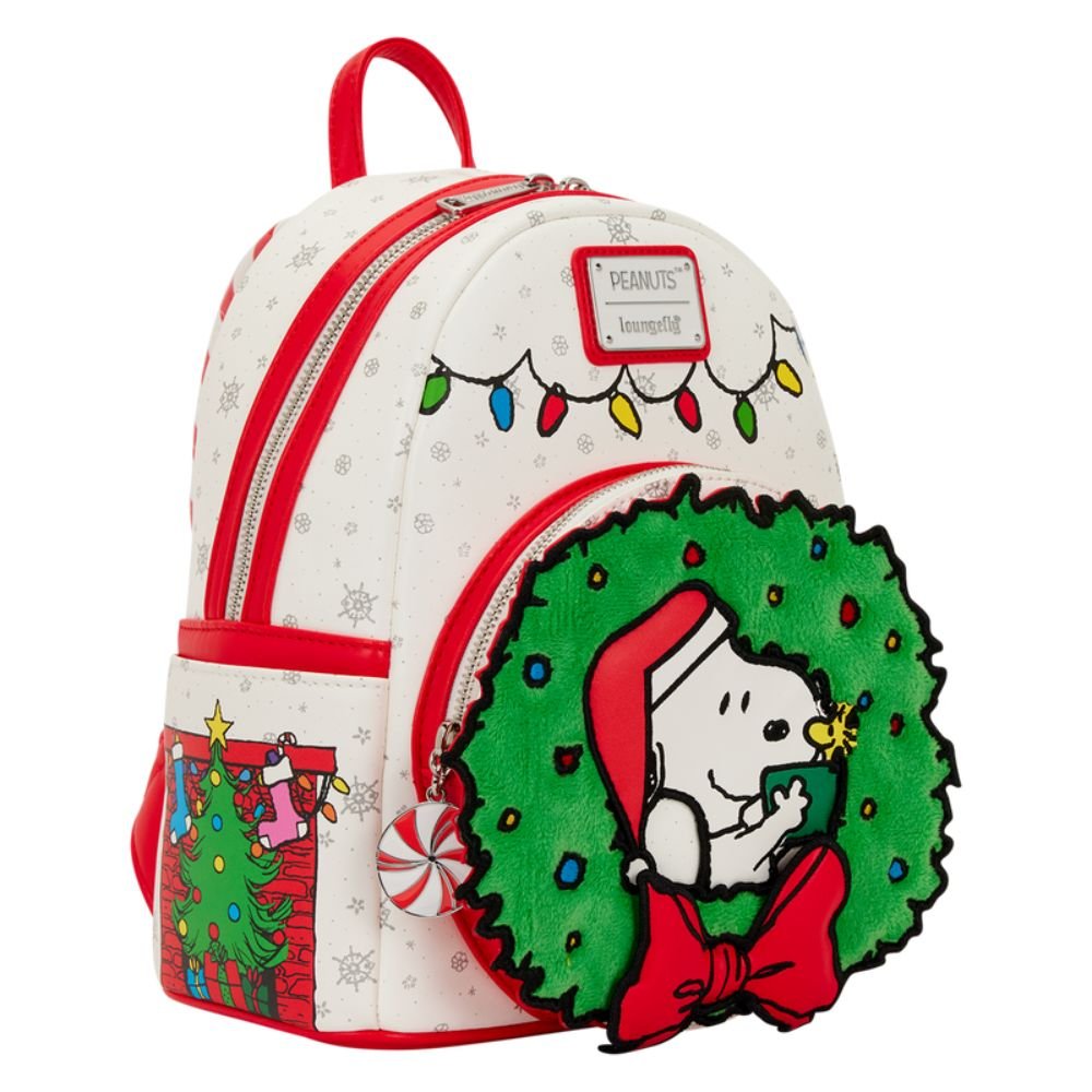 Loungefly x Peanuts Snoopy & Woodstock Holiday Plush Wreath Mini Backpack
