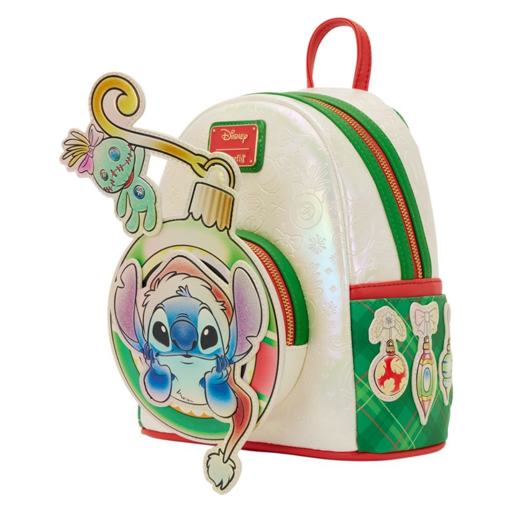 Loungefly x Stitch & Scrump Iridescent Holiday Ornament Mini Backpack