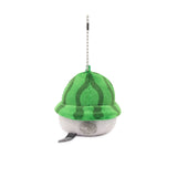 Official Koupen Chan Charm: Official licensed Koupen Chan plush charm. Adorable penguin toy in a green watermelon costume on a silver ball chain.