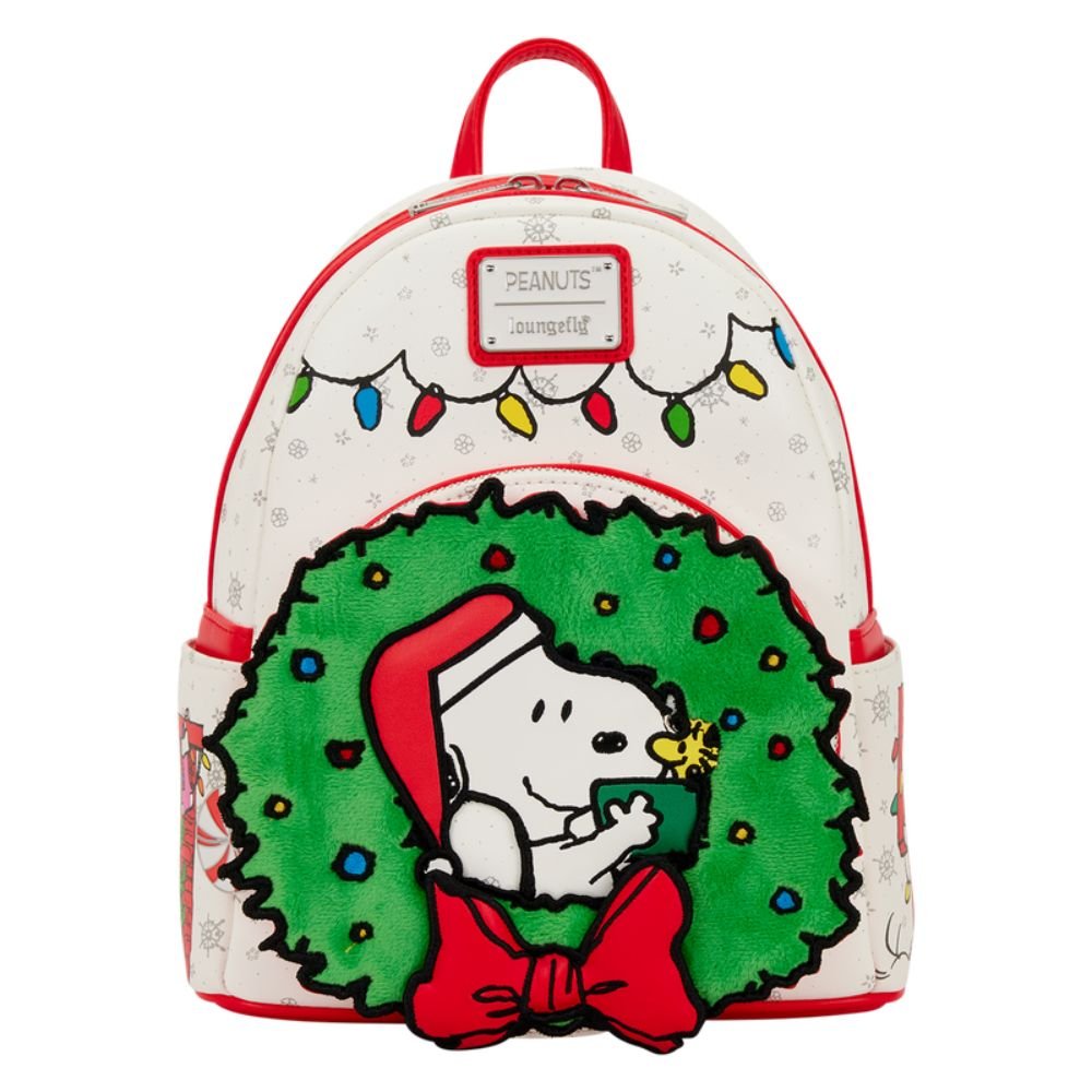 Loungefly x Peanuts Snoopy & Woodstock Holiday Plush Wreath Mini Backpack