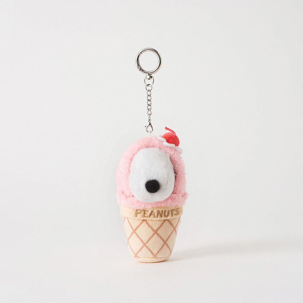 Peanuts Snoopy Strawberry Ice Cream Cone Plush Keychain – Hello