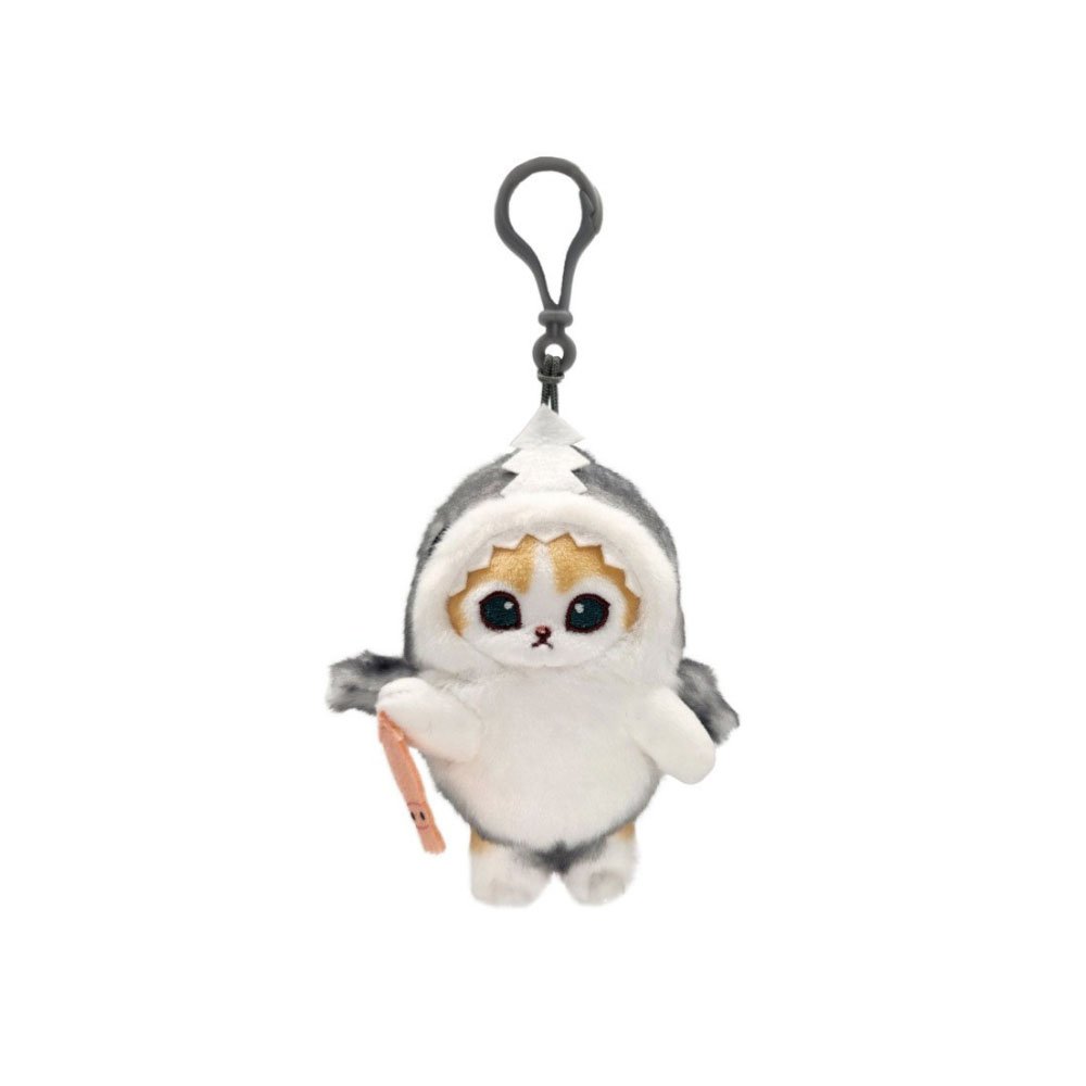 Mofusand Shark Meow Clip-On 4"Plush Mascot :Cream Cat