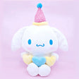 Official Sanrio Cinnamoroll Triple Heart Plush Valentine's Day party collection .kawaii plushies party hats and holding double hearts, perfect for Valentine's party decor and aesthetic gift sets.