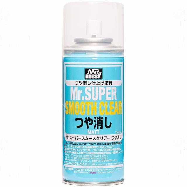 Mr. Super super smmoth cleart matt spry is a solvent-type coating agent for creating surfaces of superior quality. It can be used not only for color painting, but also as the perfect coating agent when your work needs that added touch. Perfect for Gundam modeling hobby.