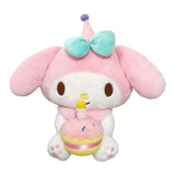 Officially licensed Sanrio Cute Friends featuring My Melody wearing a party hat, holding a cake