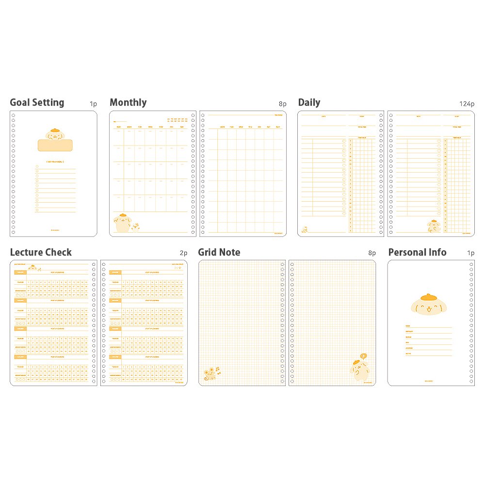 Sanrio Characters 4-Months Study Planner Set : Cutie