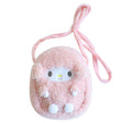 Sanrio plush pouch crossbody bag, Sanrio plush pouch shoulder bag, Sanrio stuffed animal pouch bag, Sanrio My Sweet Piano plush pouch, Sanrio  Charmmy Kitty plush pouch, Sanrio Cogimyun plush pouch, Sanrio Usahana plush pouch, Sanrio Corocorokuririn plush pouch,