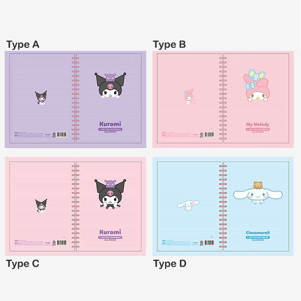 Sanrio Characters 5 Section Notebook