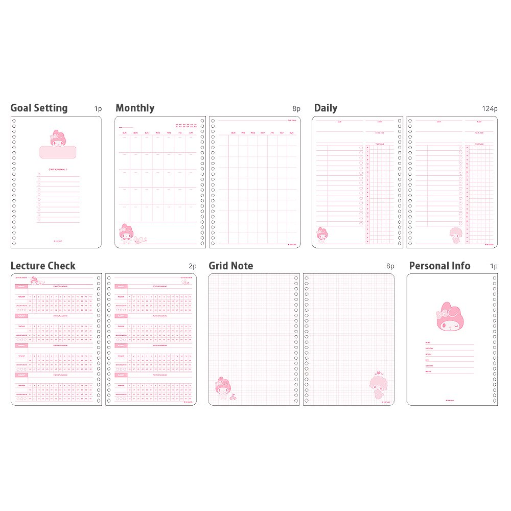 Sanrio Characters 4-Months Study Planner Set : Cutie